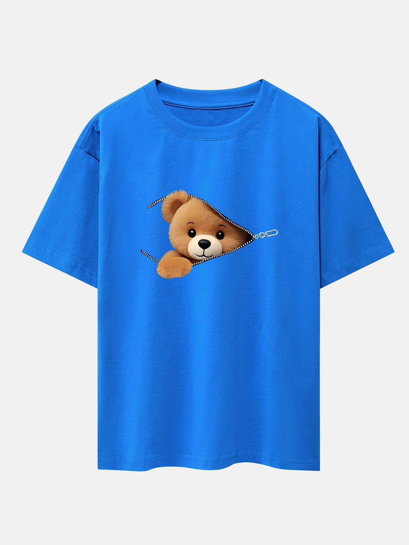 Gumersindo® | Zipper Bear Print Drop Shoulder Oversize T-Shirt - Image 5
