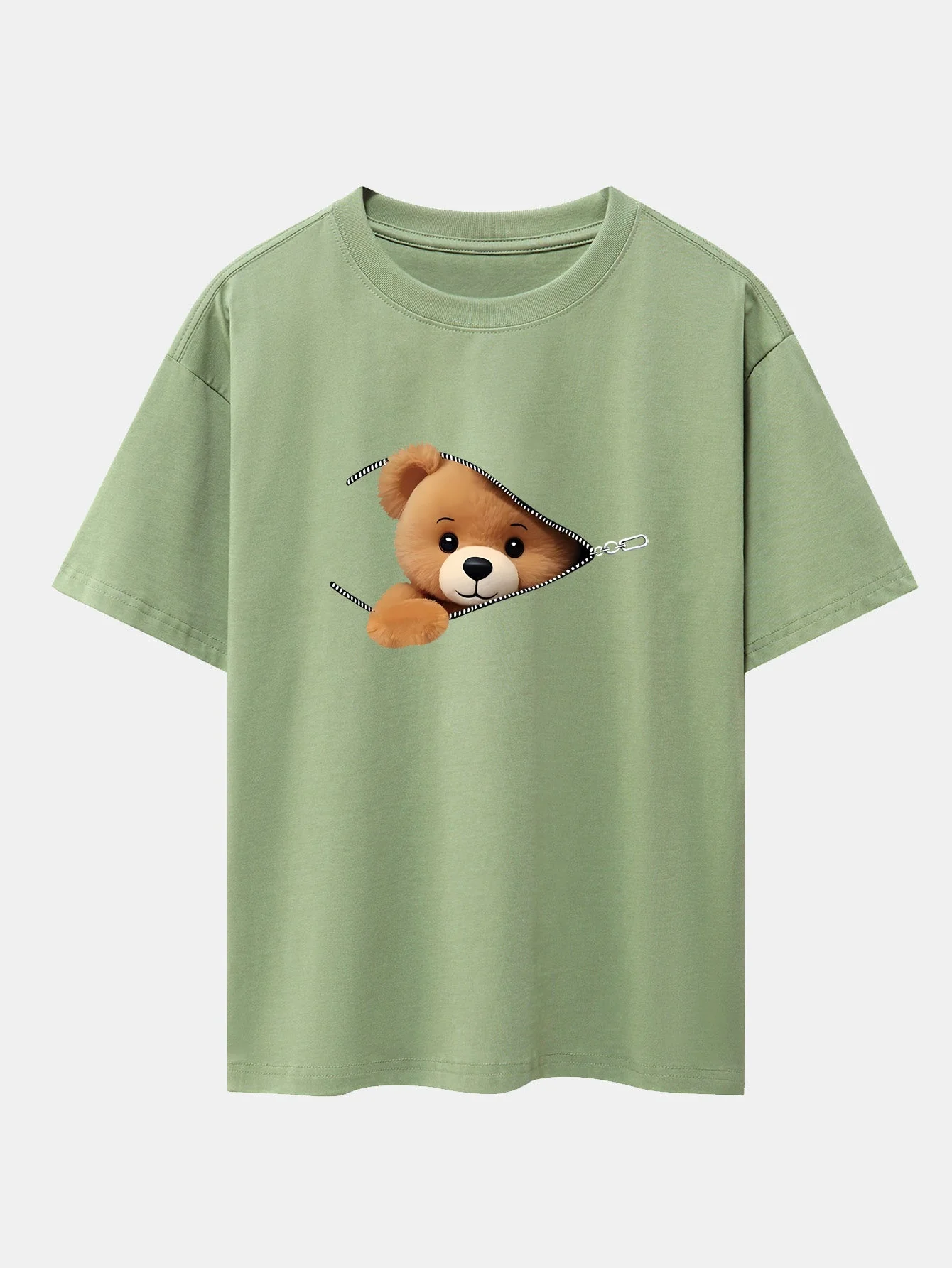Gumersindo® | Zipper Bear Print Drop Shoulder Oversize T-Shirt - Image 6