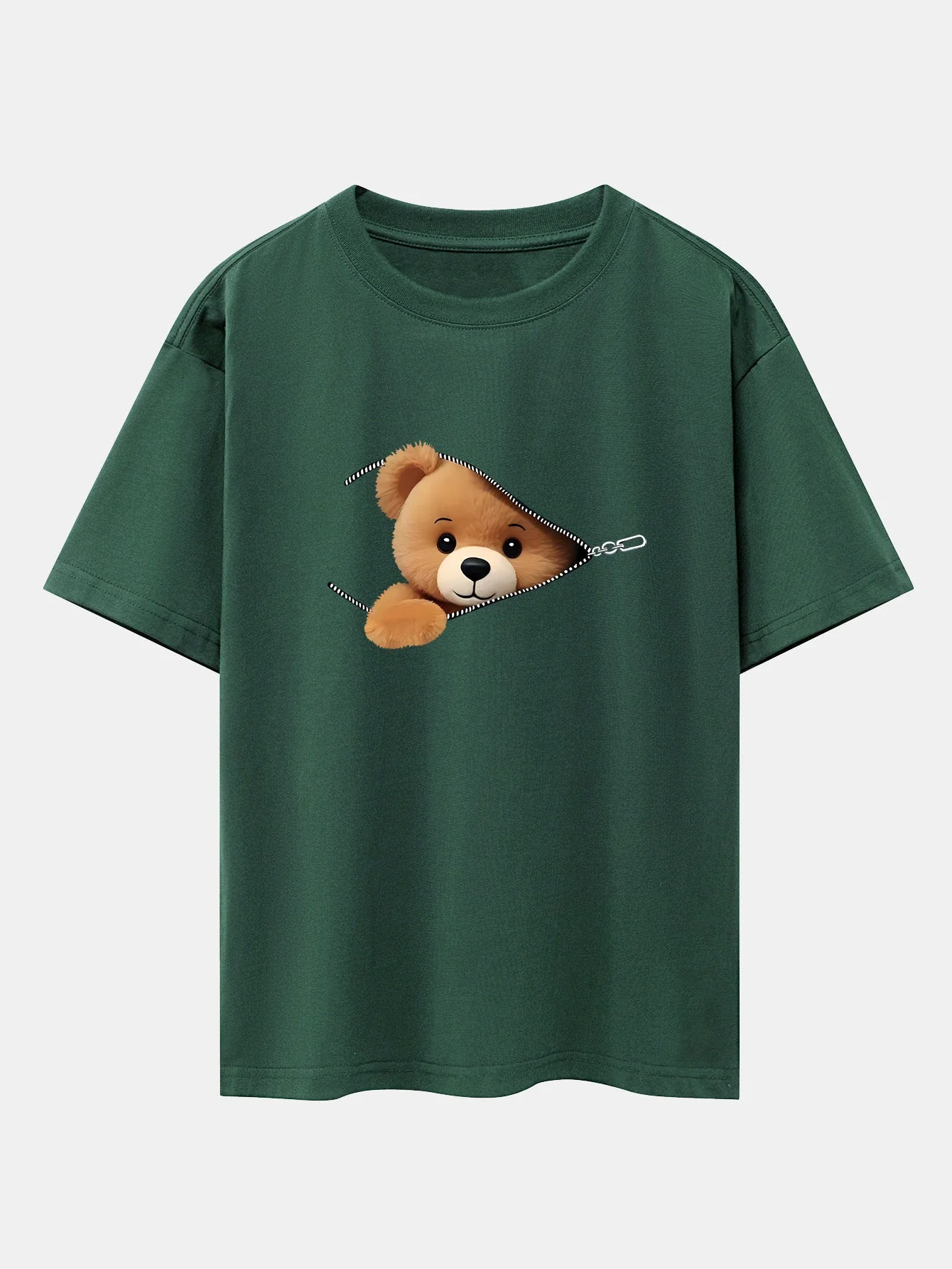 Gumersindo® | Zipper Bear Print Drop Shoulder Oversize T-Shirt - Image 7