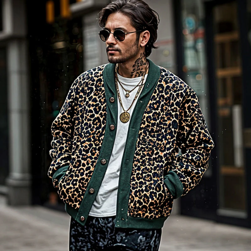 Gustav® | Fashionable Men'S Leopard Print Cardigan - Image 3