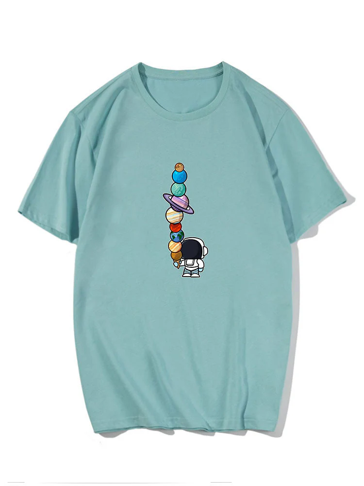 Gustavo® | Cartoon Astronaut Print T-Shirt - Image 2