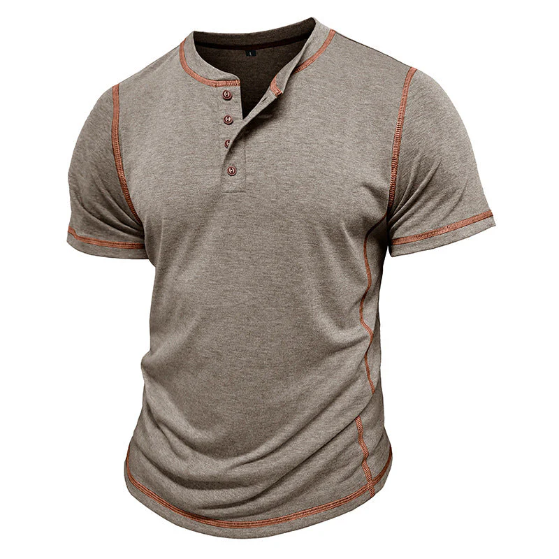 Gustavo | Men'S Spring And Summer Fashion Casual Cotton Blended Henley Collar Slim Short Sleeve T-Shirt - Image 6