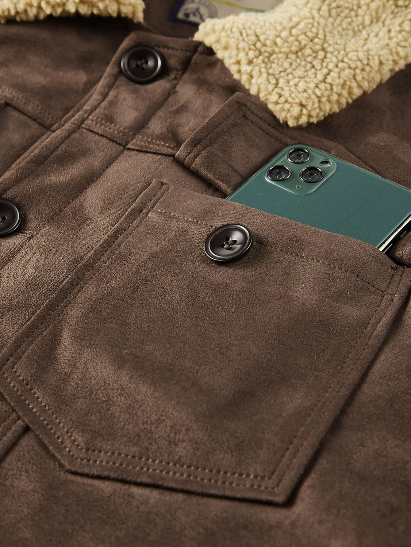 Gustavo | Teddy Lined Faux Suede Jacket - Image 12