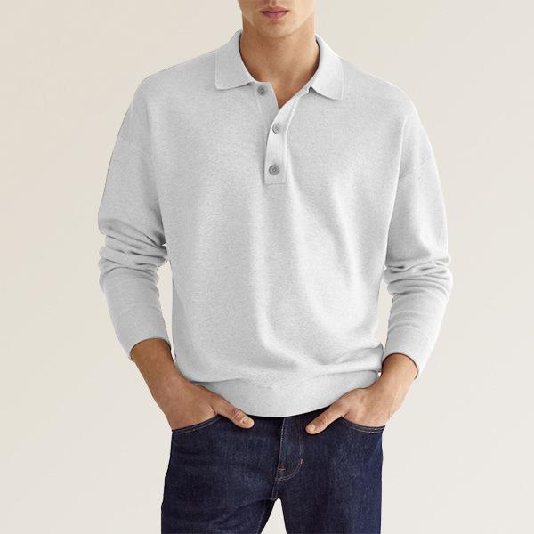 Hadrian | Men's Polo Shirt – Long Sleeve Knit Cotton Blend - Image 8