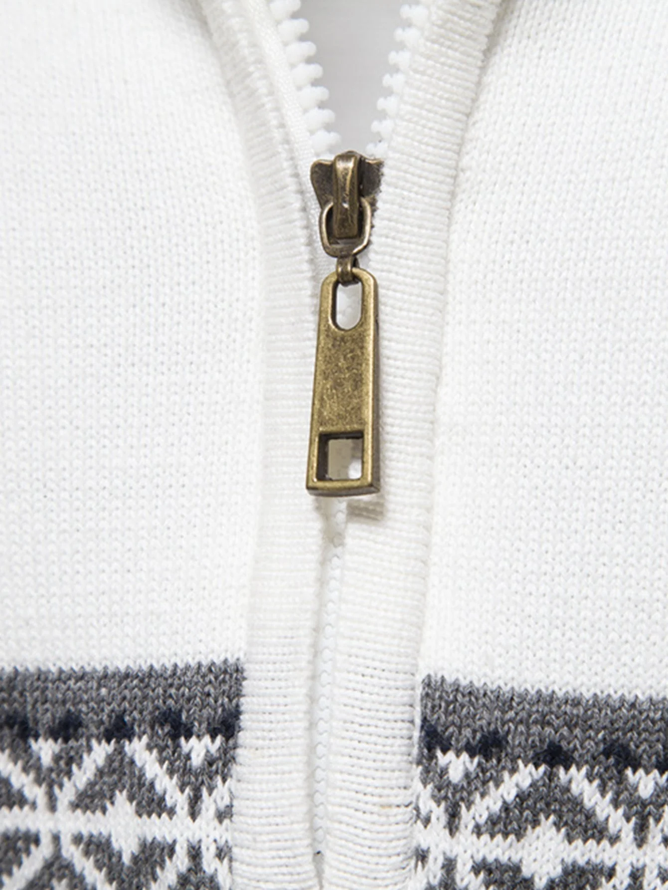 Hanibal® | Contrast Geometric Jacquard Quarter-Zip Sweater - Image 10