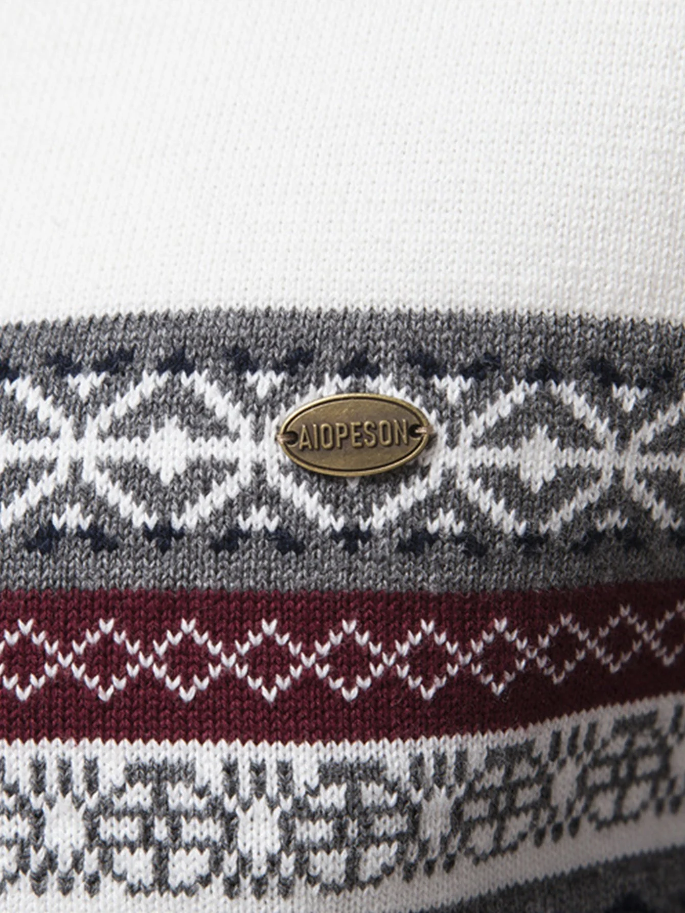 Hanibal® | Contrast Geometric Jacquard Quarter-Zip Sweater - Image 11