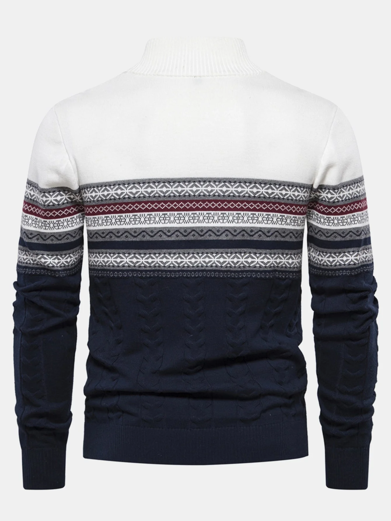 Hanibal® | Contrast Geometric Jacquard Quarter-Zip Sweater - Image 5
