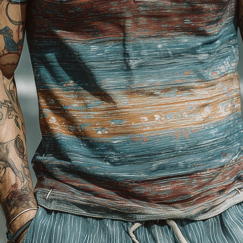 Hank | Men'S Stripe Print Lapel Short Sleeve T-Shirt - Image 5