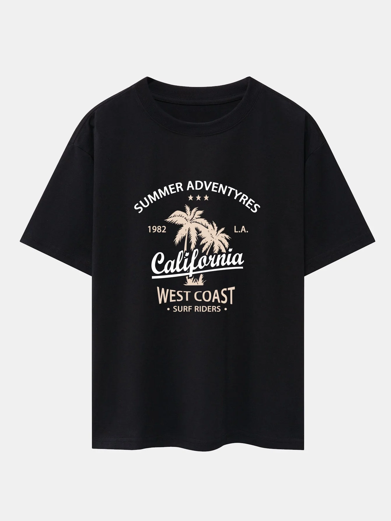 Harrison® | California Palm Tree Print Drop Shoulder Oversize T-Shirt & Corduroy Drawstring Shorts - Image 4