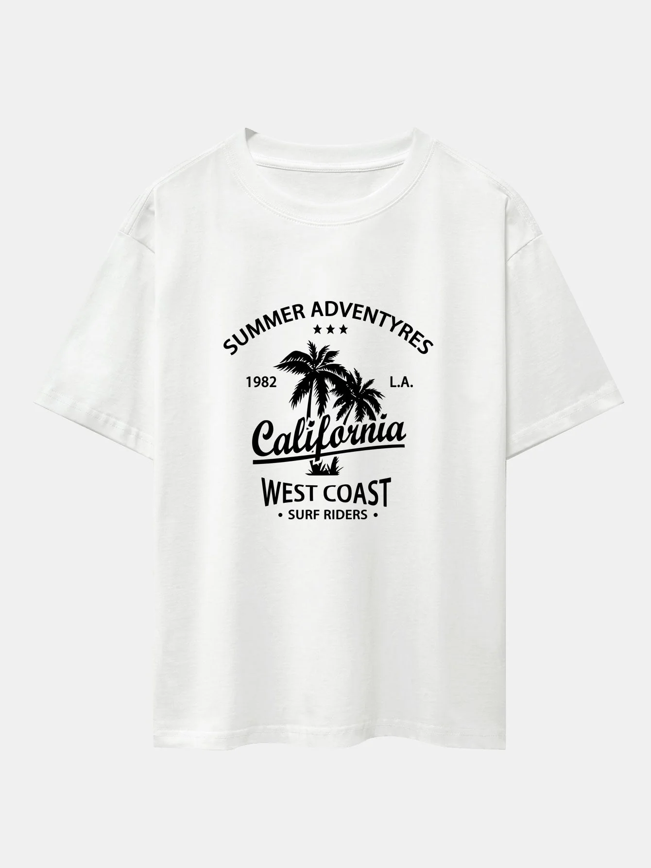 Harrison® | California Palm Tree Print Drop Shoulder Oversize T-Shirt & Corduroy Drawstring Shorts - Image 5