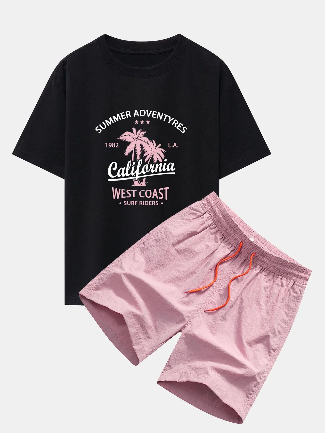 Harry® | California Palm Tree Print Drop Shoulder Oversize T-Shirt & Man Mid Length Drawstring Swim Shorts - Image 4
