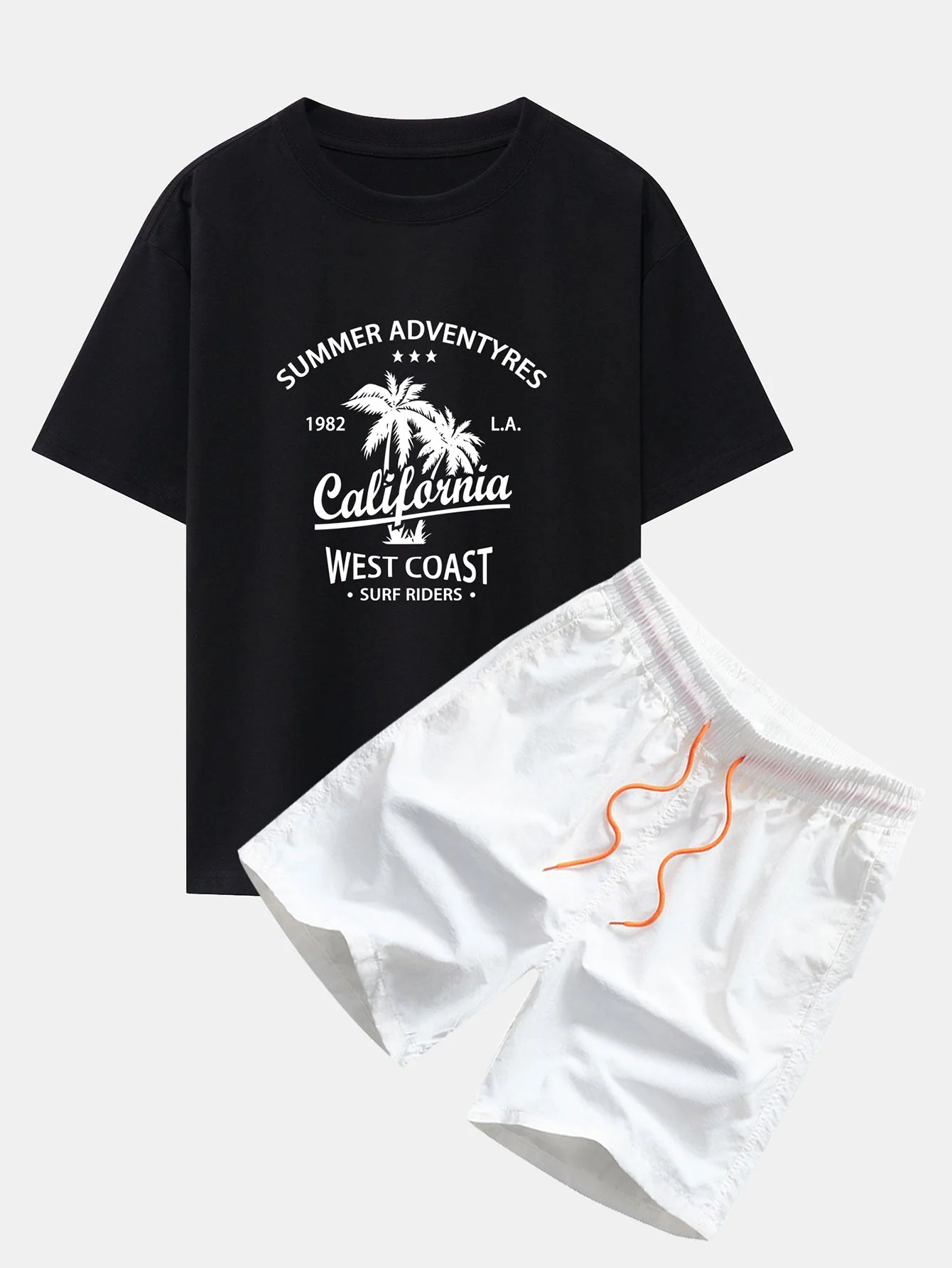 Harry® | California Palm Tree Print Drop Shoulder Oversize T-Shirt & Man Mid Length Drawstring Swim Shorts - Image 5