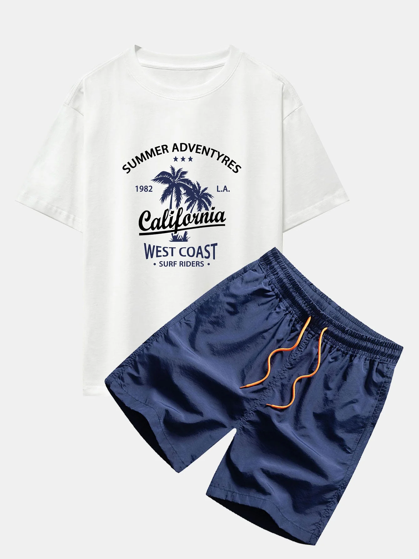 Harry® | California Palm Tree Print Drop Shoulder Oversize T-Shirt & Man Mid Length Drawstring Swim Shorts - Image 6