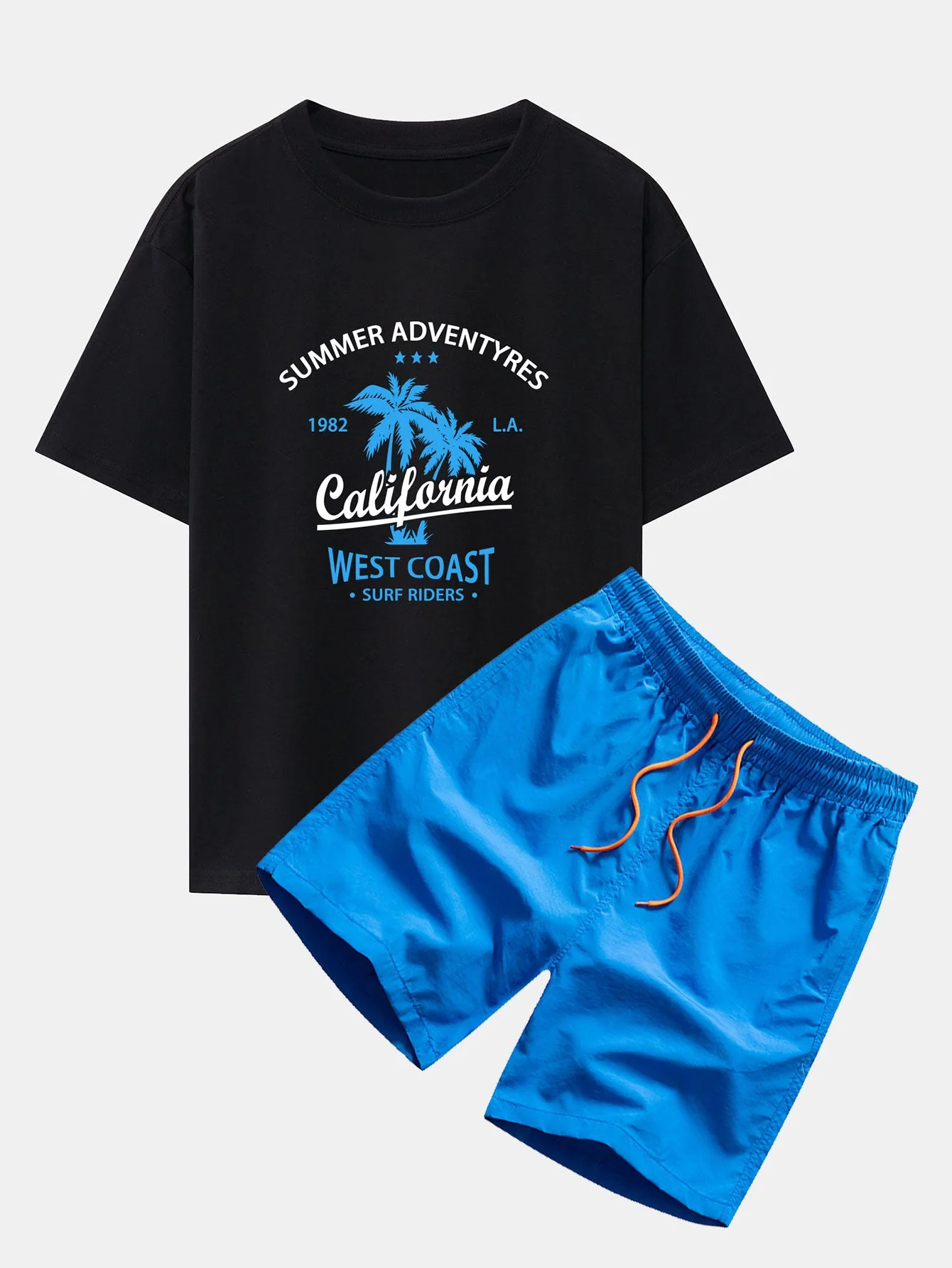 Harry® | California Palm Tree Print Drop Shoulder Oversize T-Shirt & Man Mid Length Drawstring Swim Shorts - Image 7