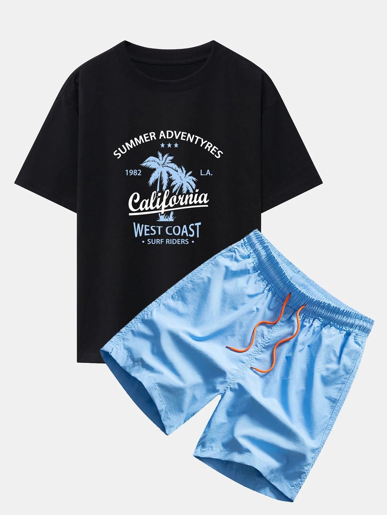 Harry® | California Palm Tree Print Drop Shoulder Oversize T-Shirt & Man Mid Length Drawstring Swim Shorts - Image 8