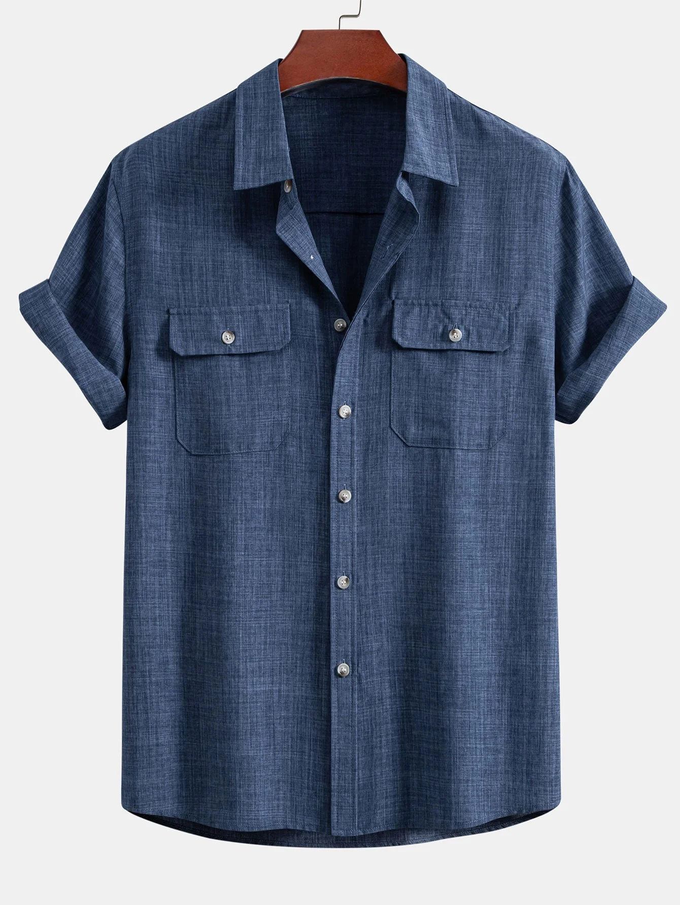 Harry® | Textured Button Up Shirt With Two Pockets & Straight Leg Linen Pants - Image 6