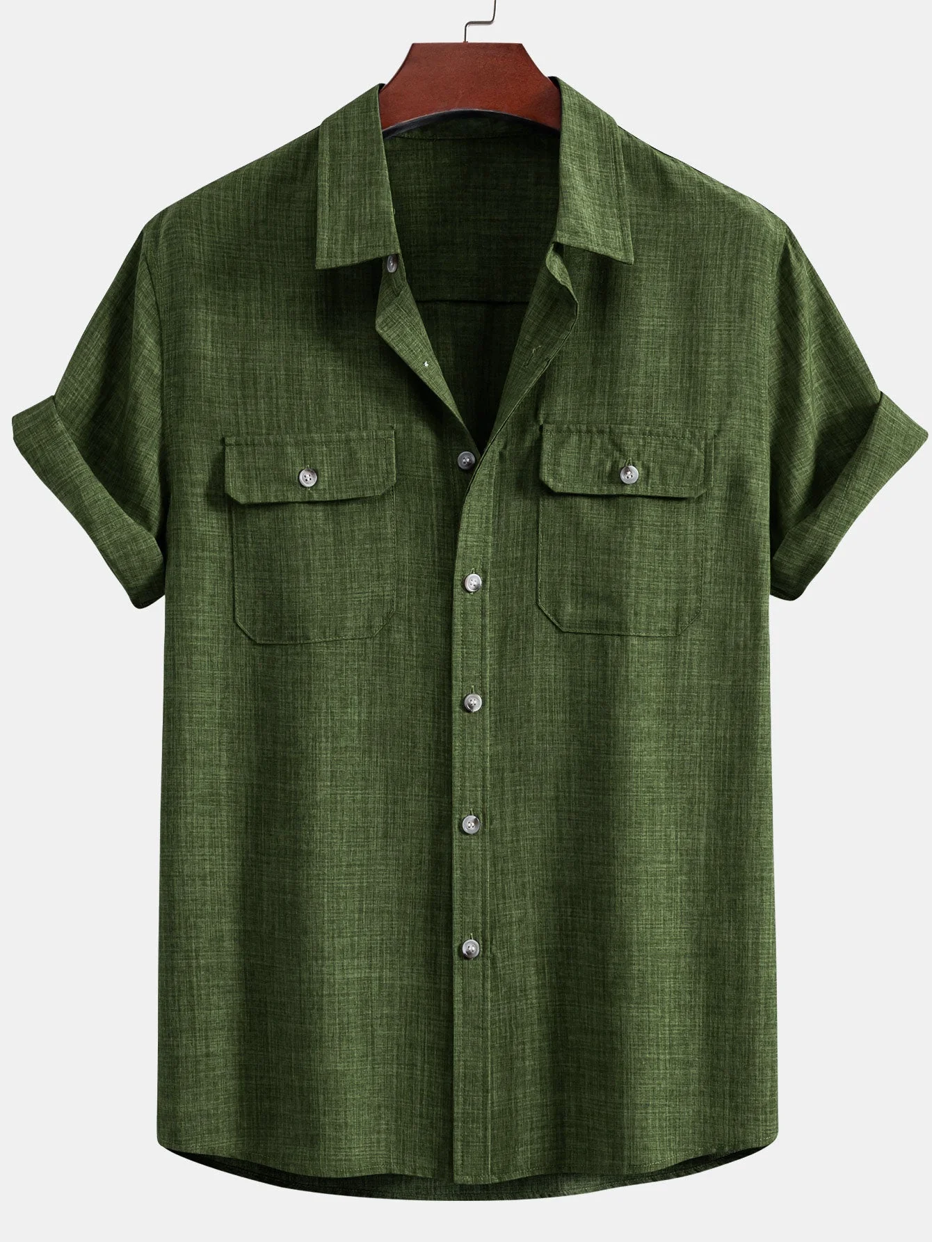 Harry® | Textured Button Up Shirt With Two Pockets & Straight Leg Linen Pants - Image 8