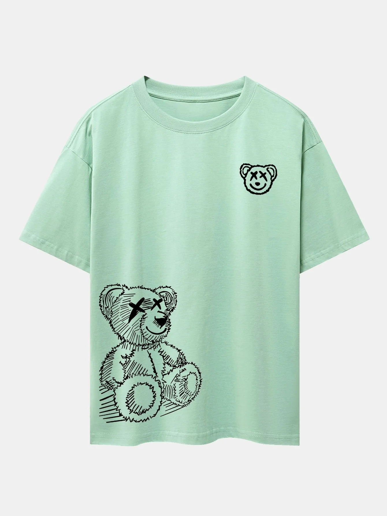 Héctor® | Cartoon Bear Print Drop Shoulder Oversize T-Shirt - Image 2