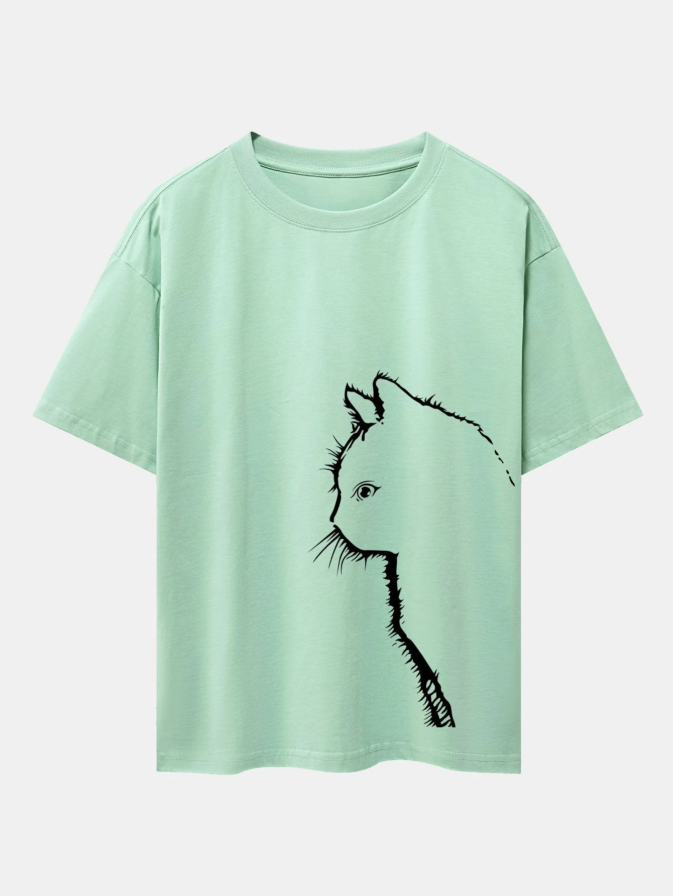 Héctor® | Cat Silhouette Print Drop Shoulder Oversize T-Shirt - Image 10