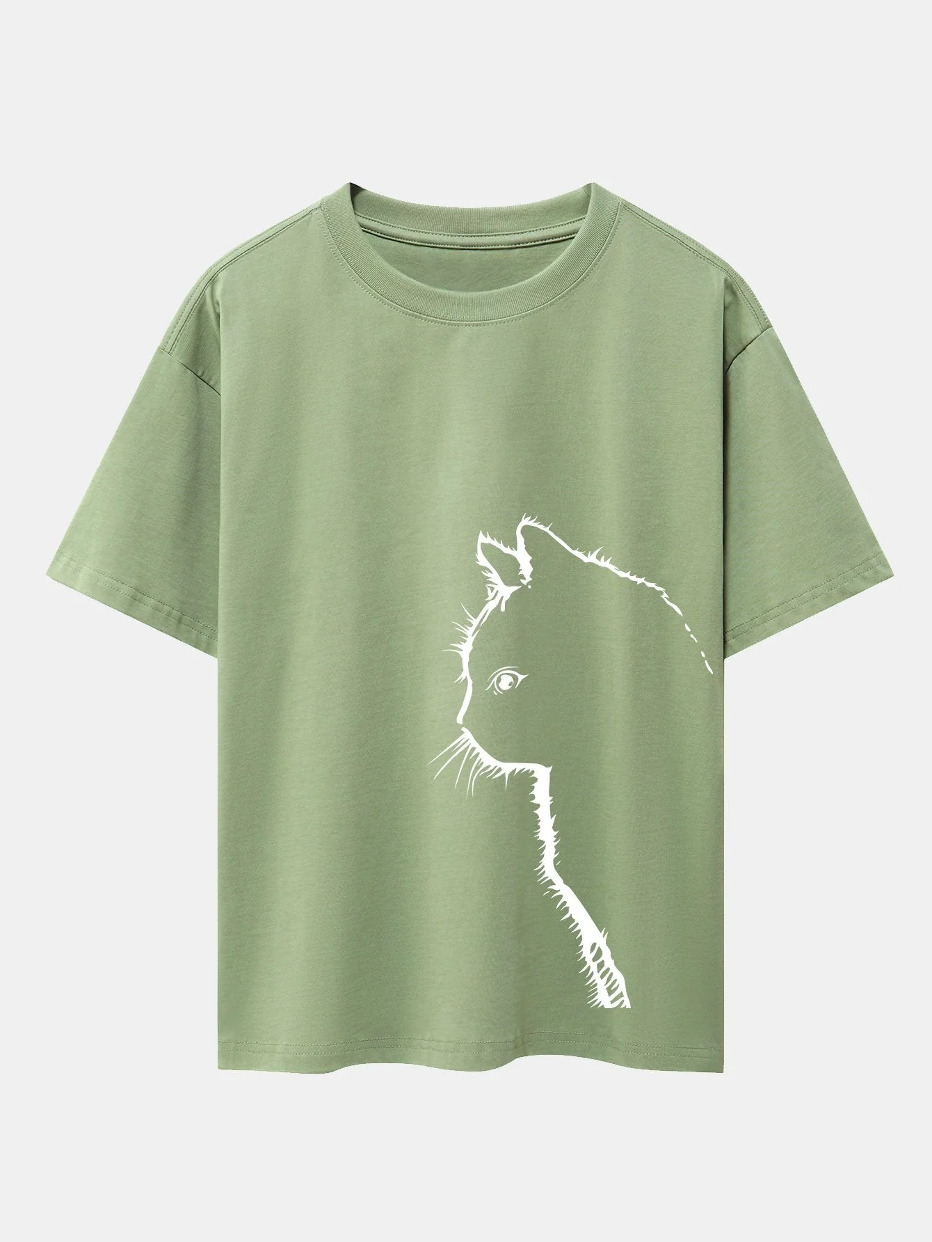 Héctor® | Cat Silhouette Print Drop Shoulder Oversize T-Shirt - Image 11