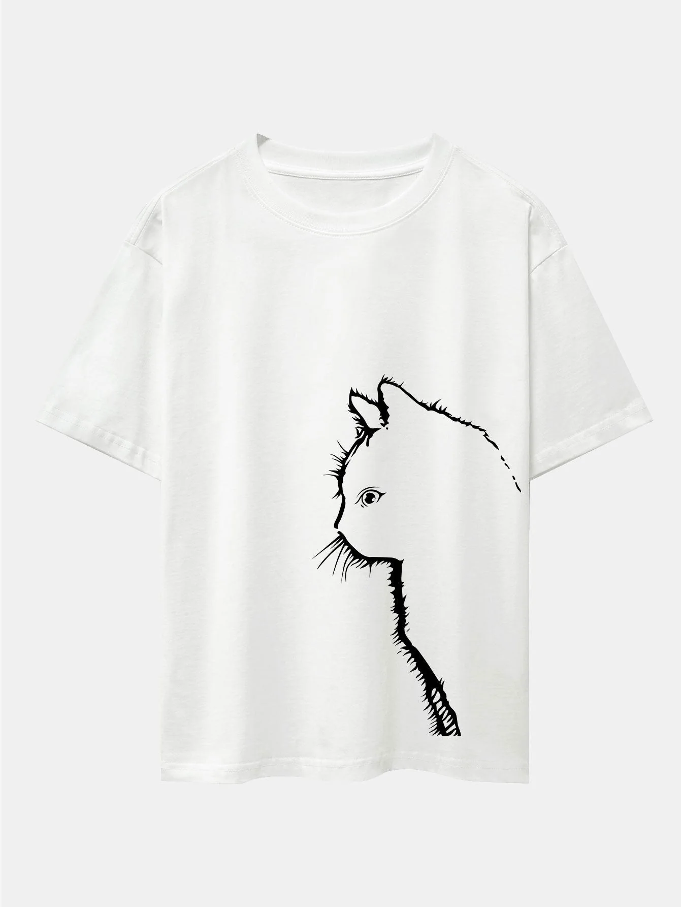 Héctor® | Cat Silhouette Print Drop Shoulder Oversize T-Shirt - Image 2