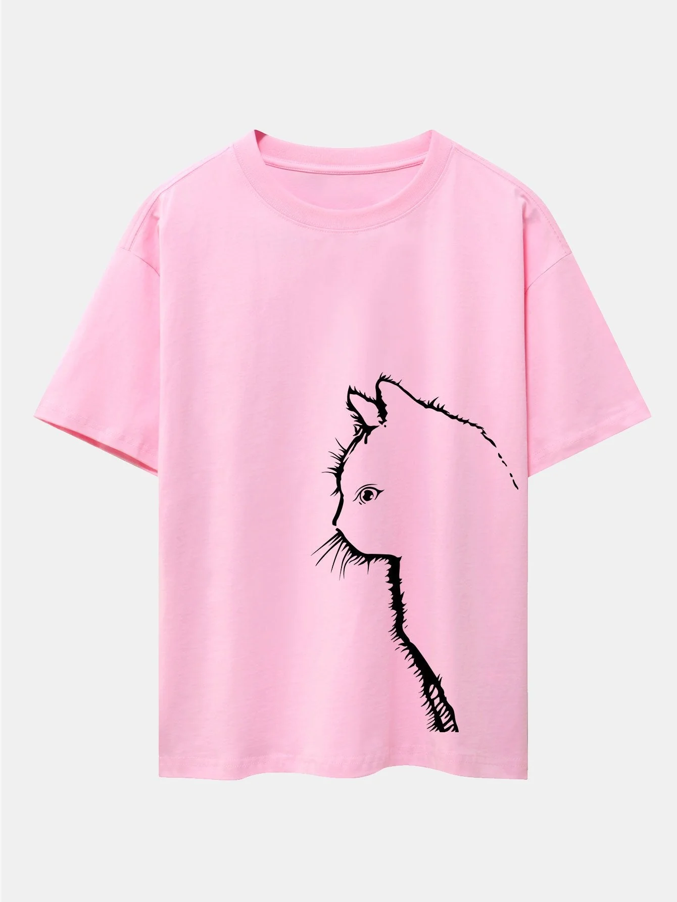 Héctor® | Cat Silhouette Print Drop Shoulder Oversize T-Shirt - Image 3