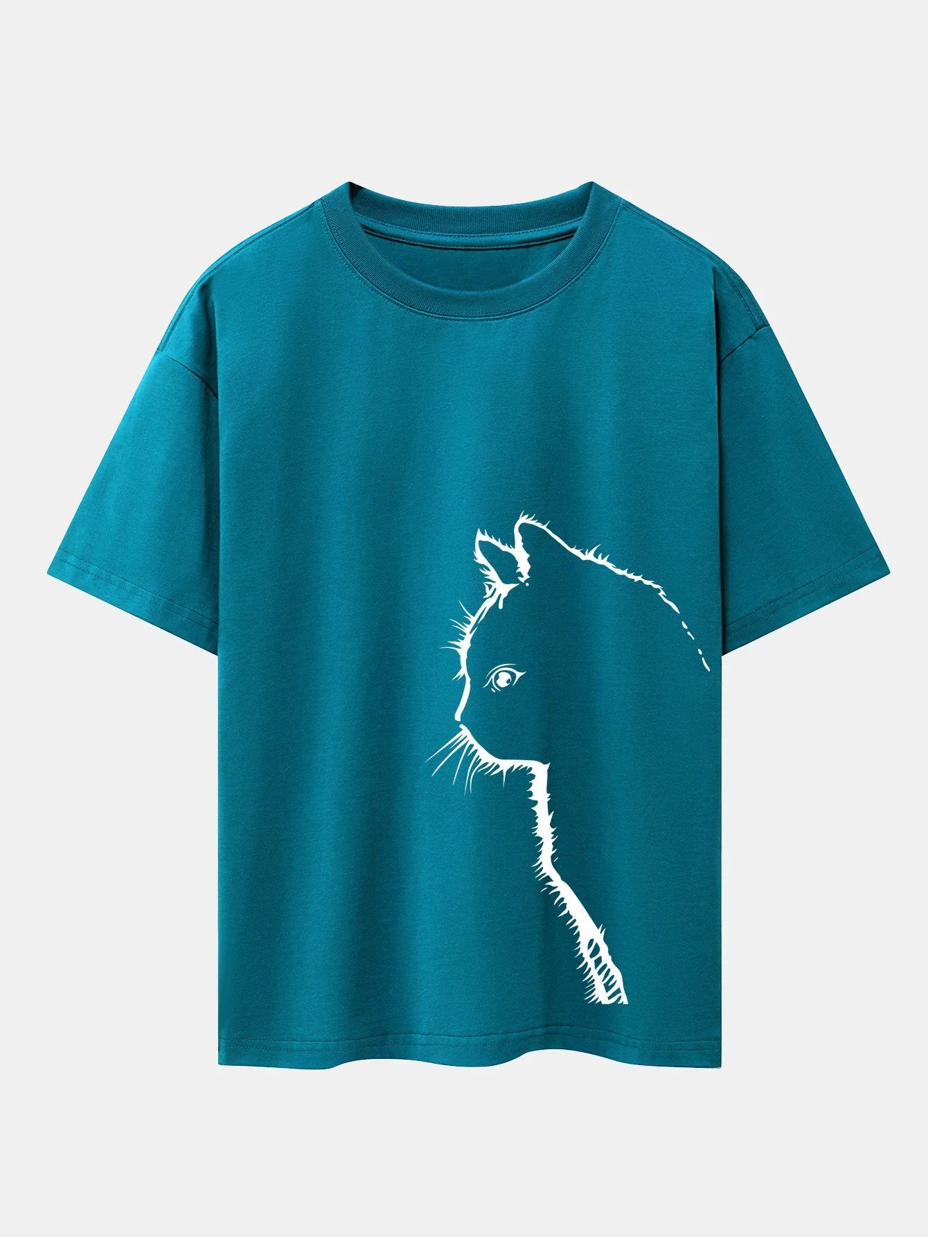 Héctor® | Cat Silhouette Print Drop Shoulder Oversize T-Shirt - Image 4