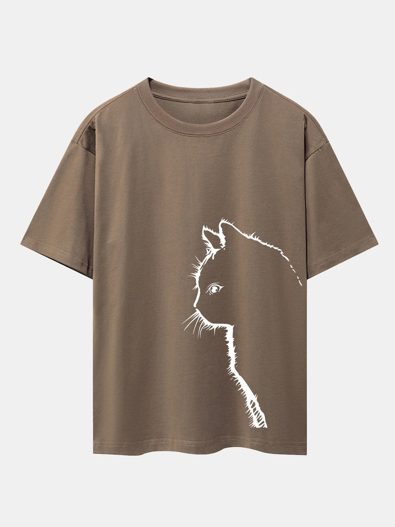Héctor® | Cat Silhouette Print Drop Shoulder Oversize T-Shirt - Image 5