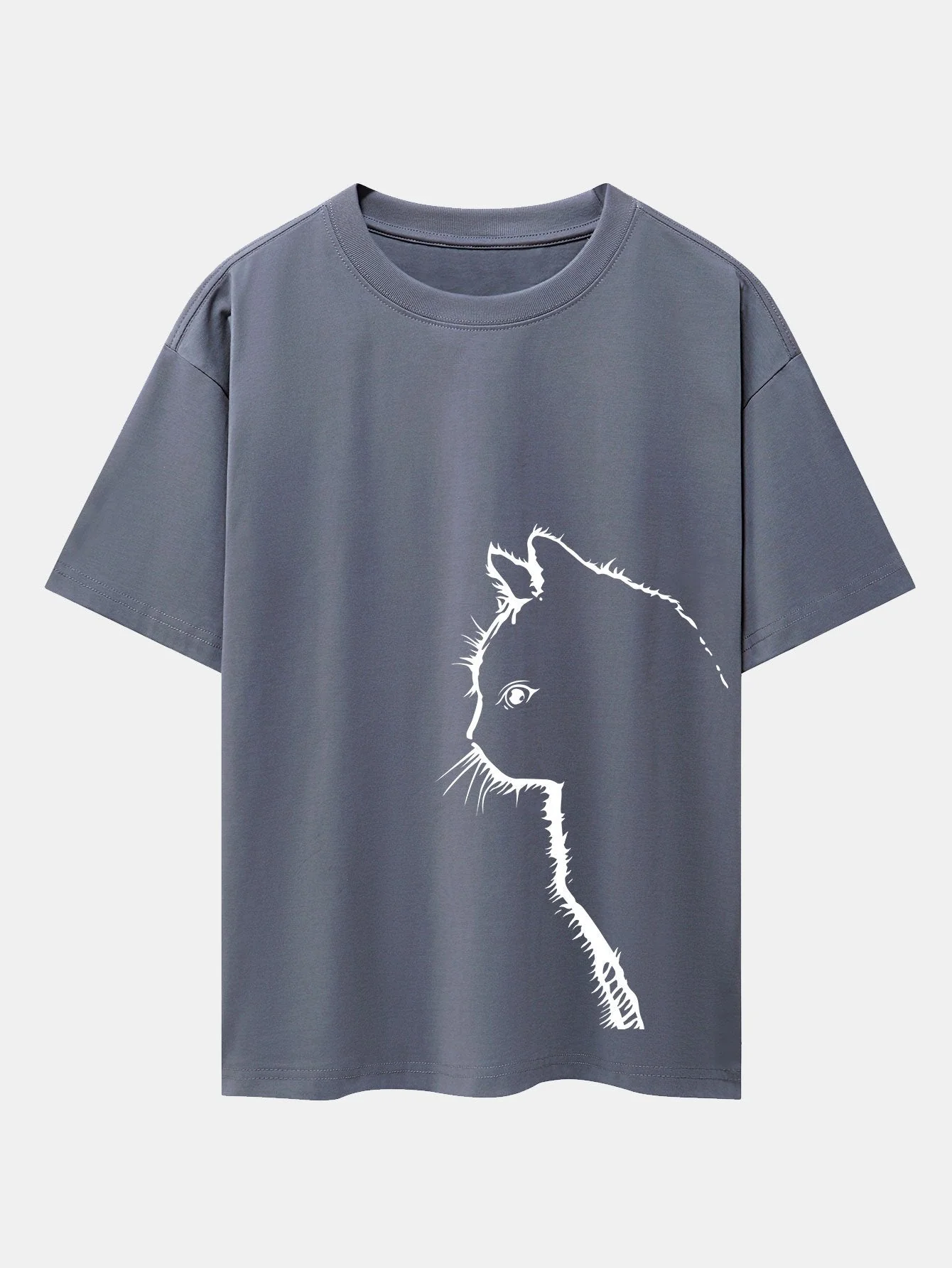 Héctor® | Cat Silhouette Print Drop Shoulder Oversize T-Shirt - Image 7