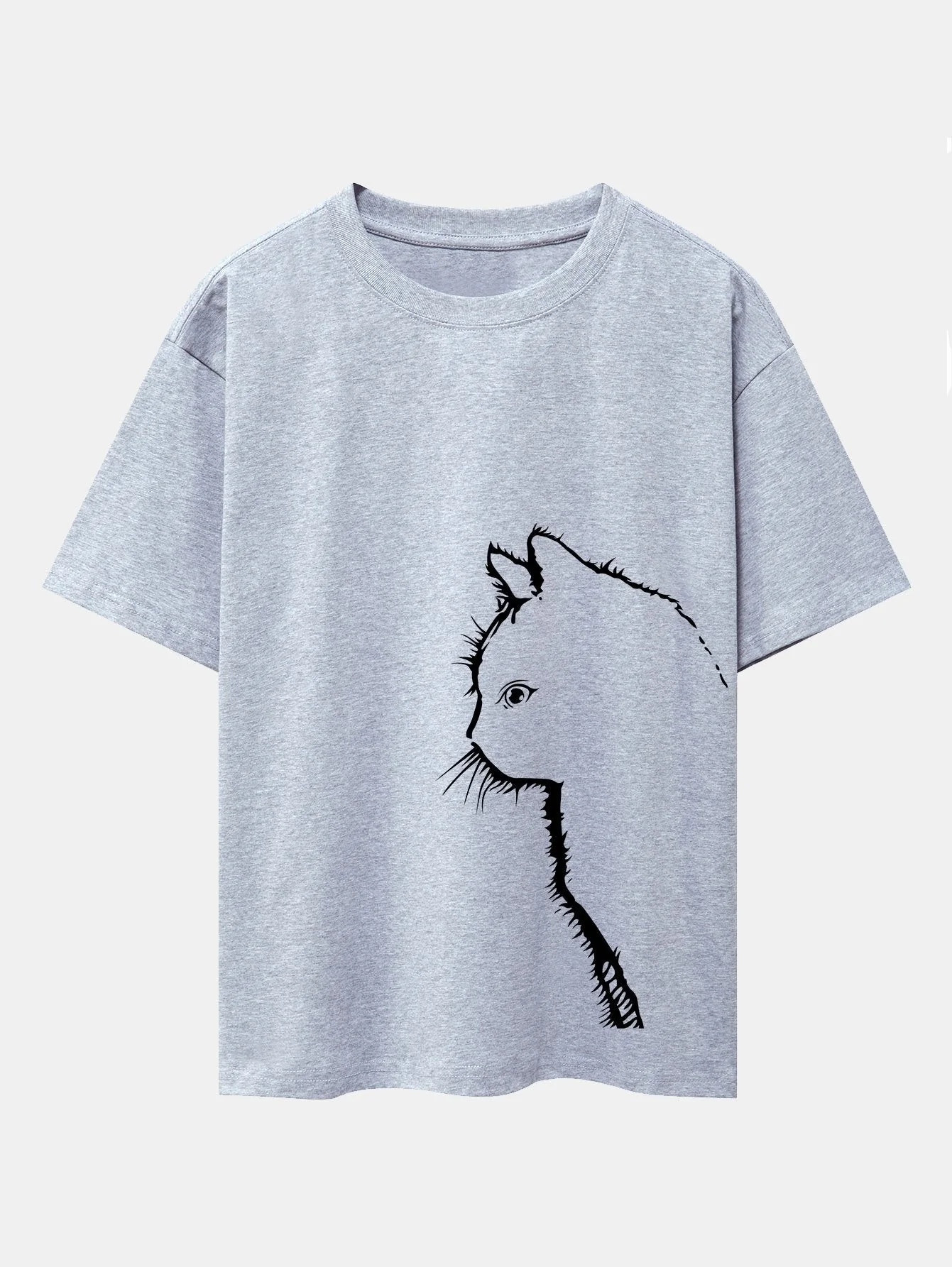 Héctor® | Cat Silhouette Print Drop Shoulder Oversize T-Shirt - Image 8