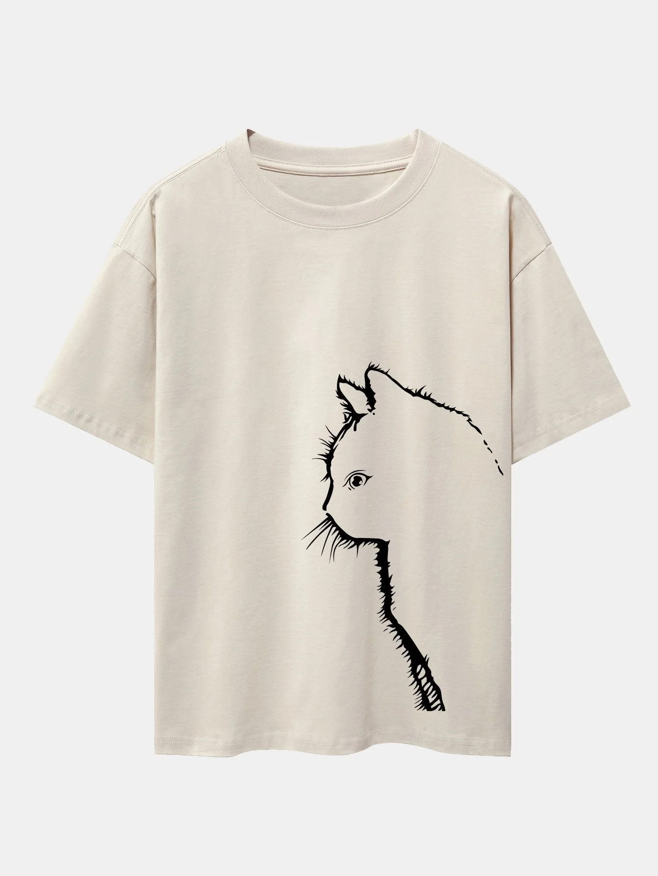 Héctor® | Cat Silhouette Print Drop Shoulder Oversize T-Shirt - Image 9
