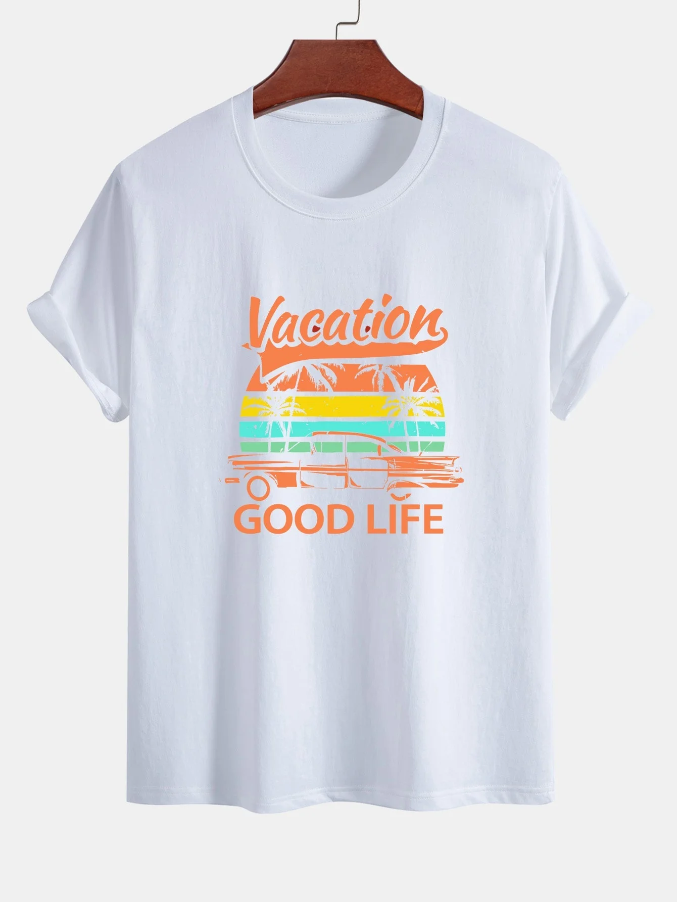 Heladio® | Good Life On Vacation Print Cotton T-Shirt - Image 10