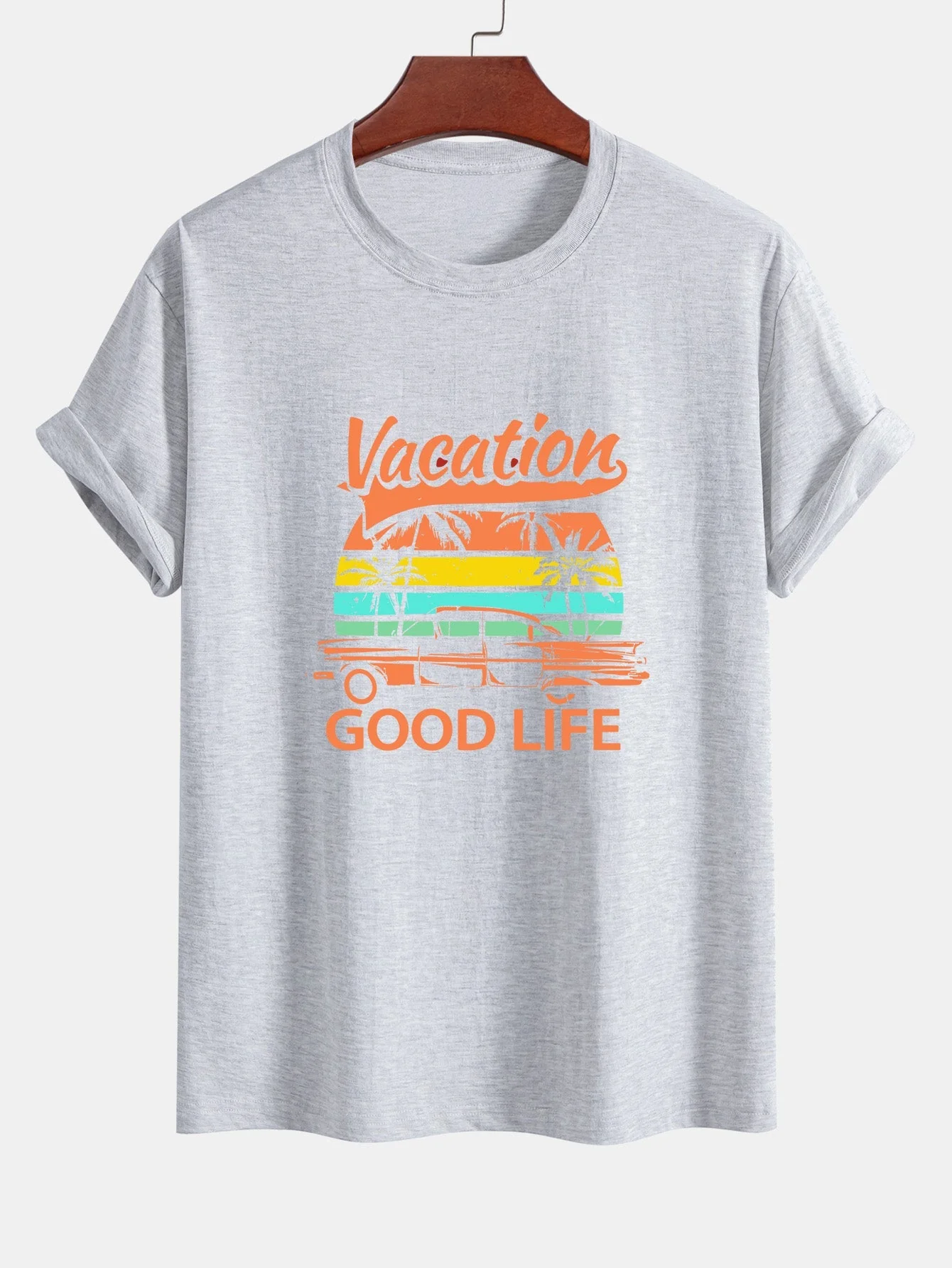 Heladio® | Good Life On Vacation Print Cotton T-Shirt - Image 12