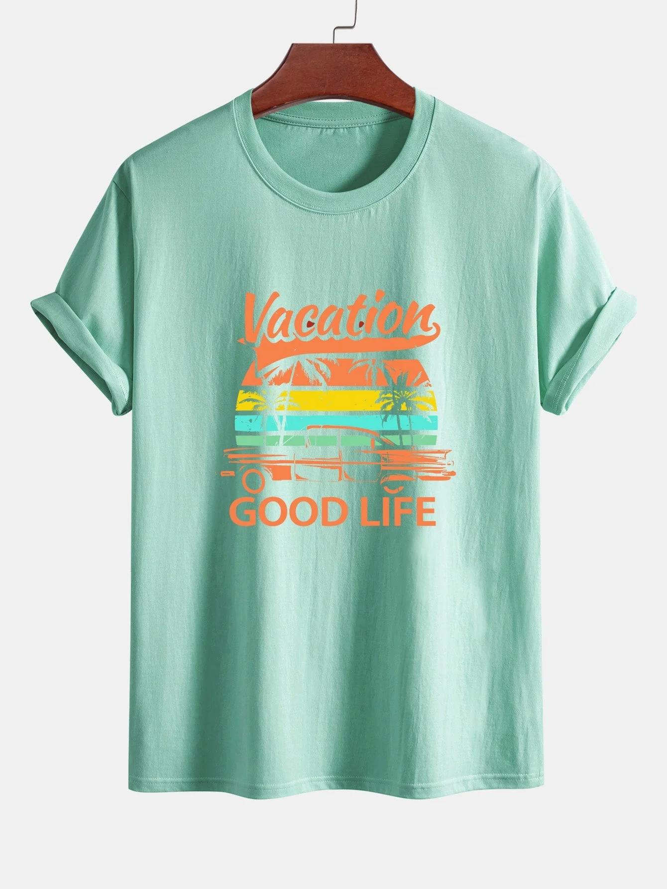 Heladio® | Good Life On Vacation Print Cotton T-Shirt - Image 13