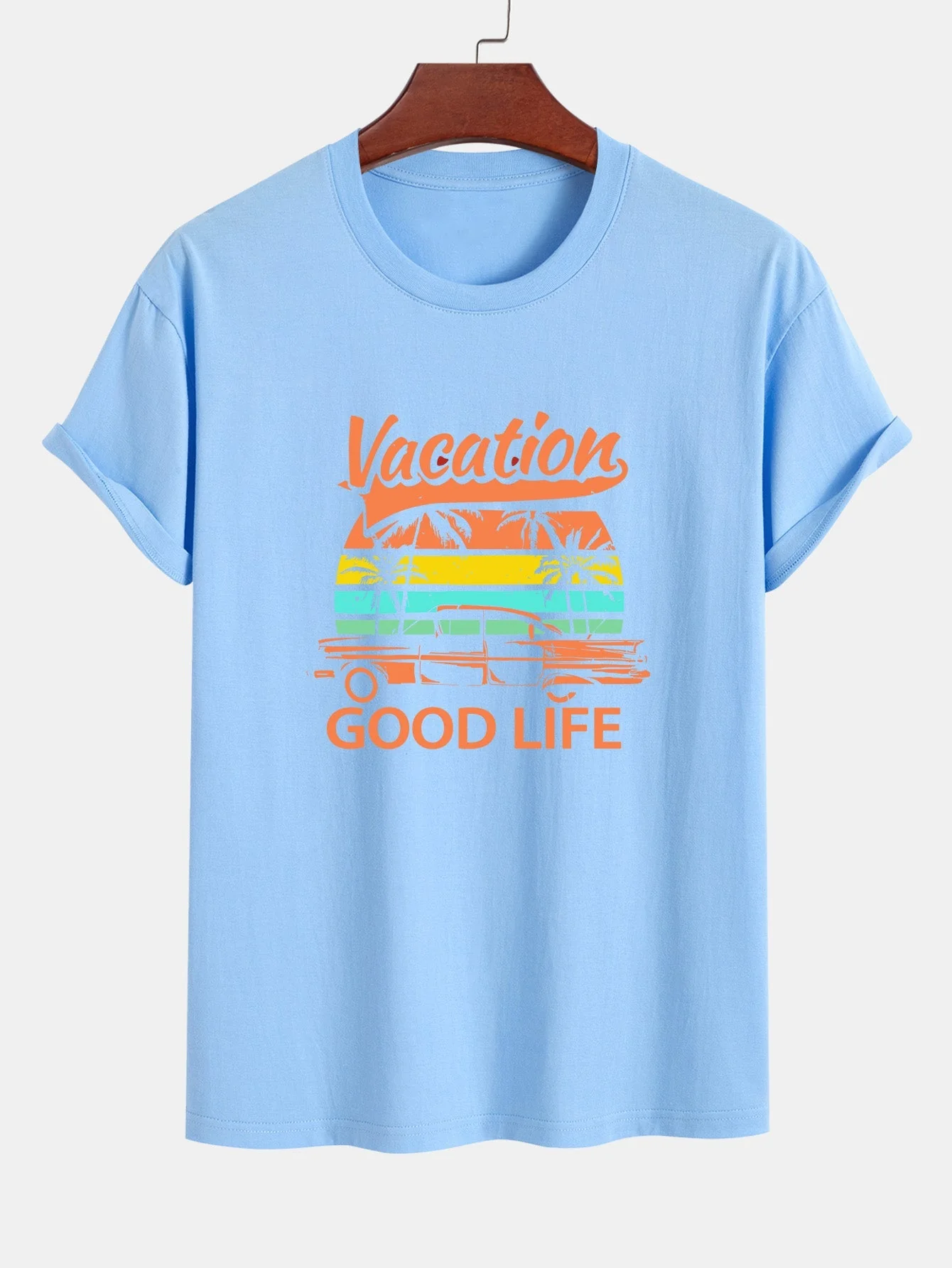 Heladio® | Good Life On Vacation Print Cotton T-Shirt - Image 14