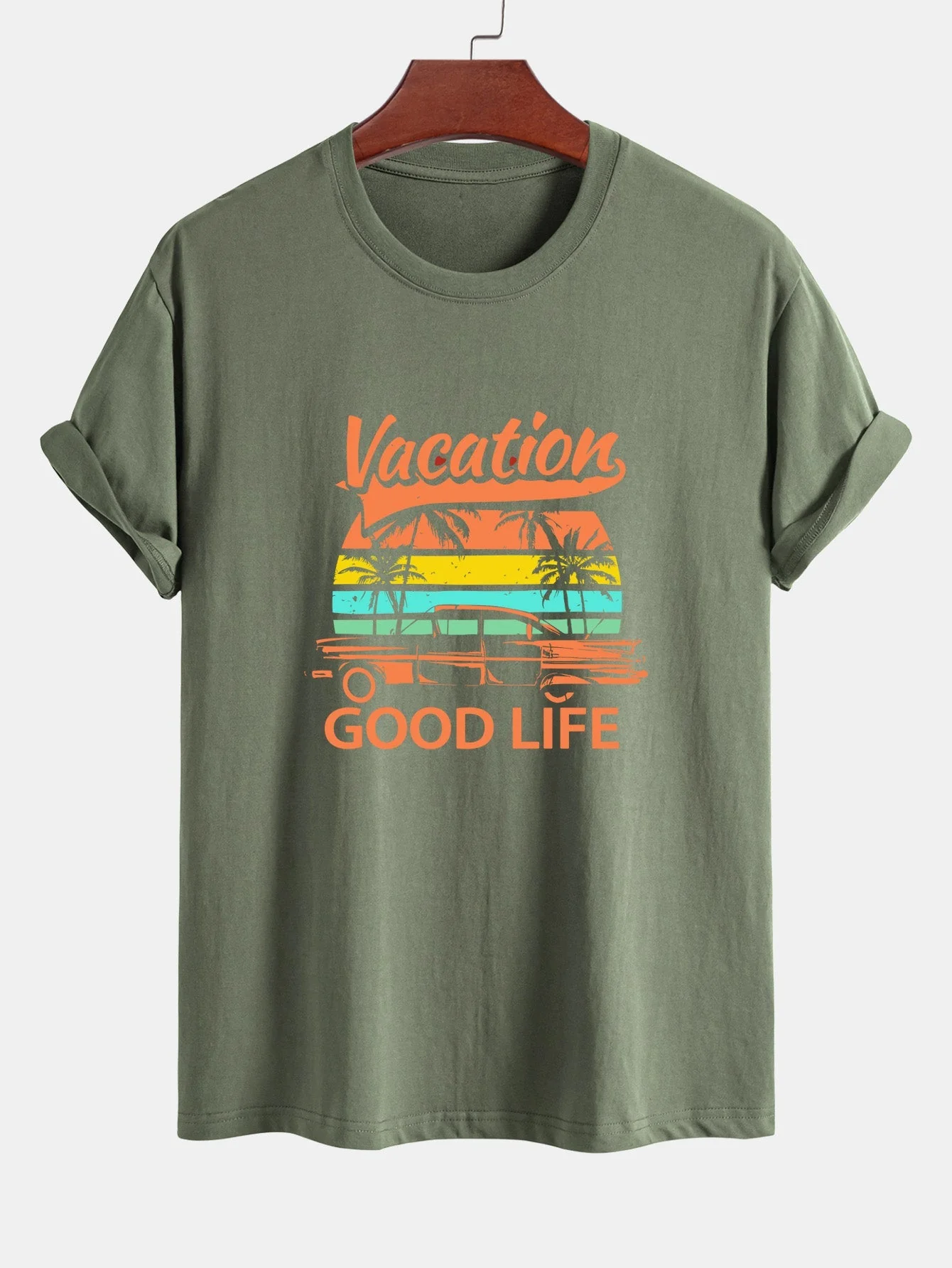 Heladio® | Good Life On Vacation Print Cotton T-Shirt - Image 15