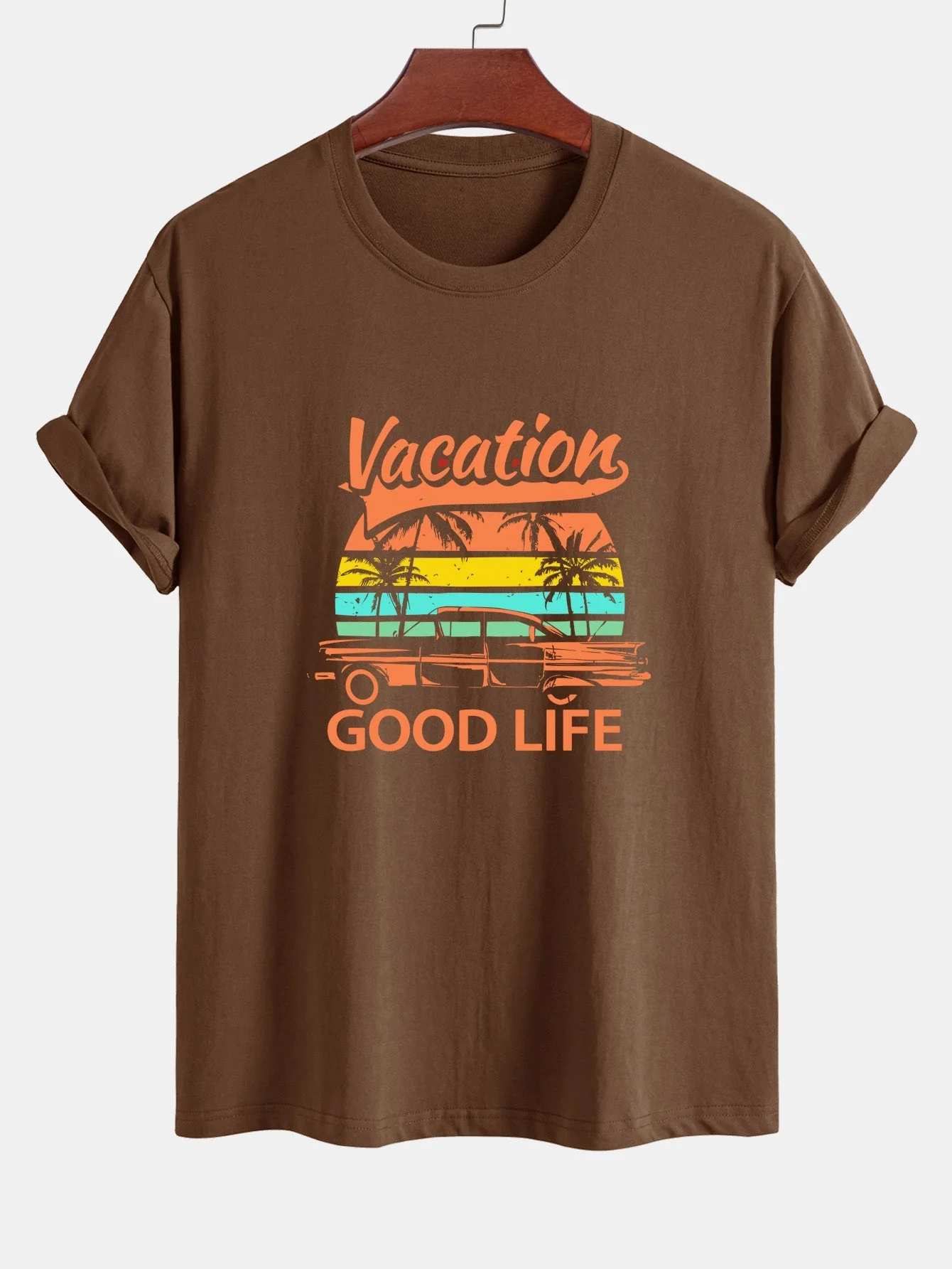 Heladio® | Good Life On Vacation Print Cotton T-Shirt - Image 2