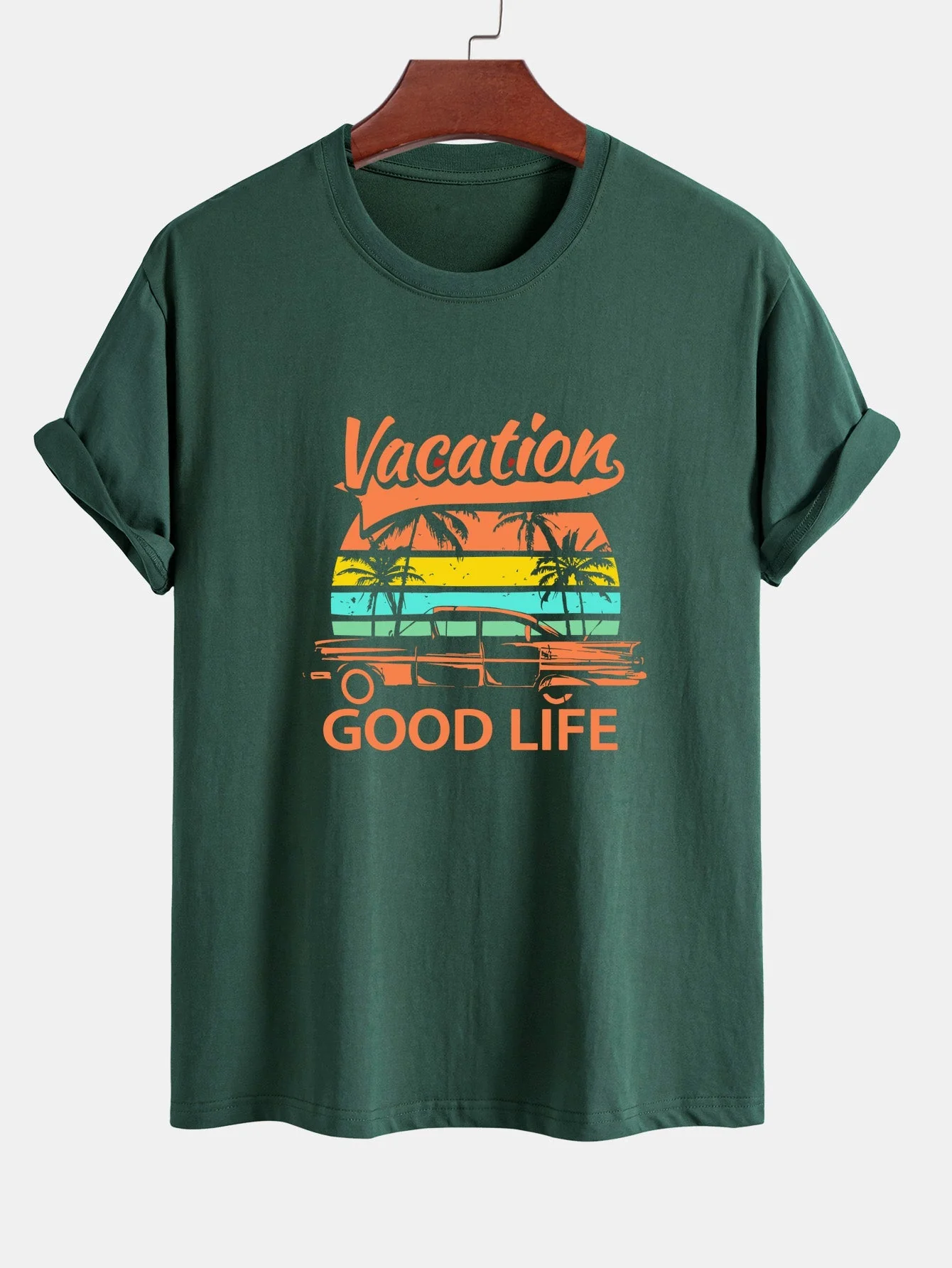 Heladio® | Good Life On Vacation Print Cotton T-Shirt - Image 6