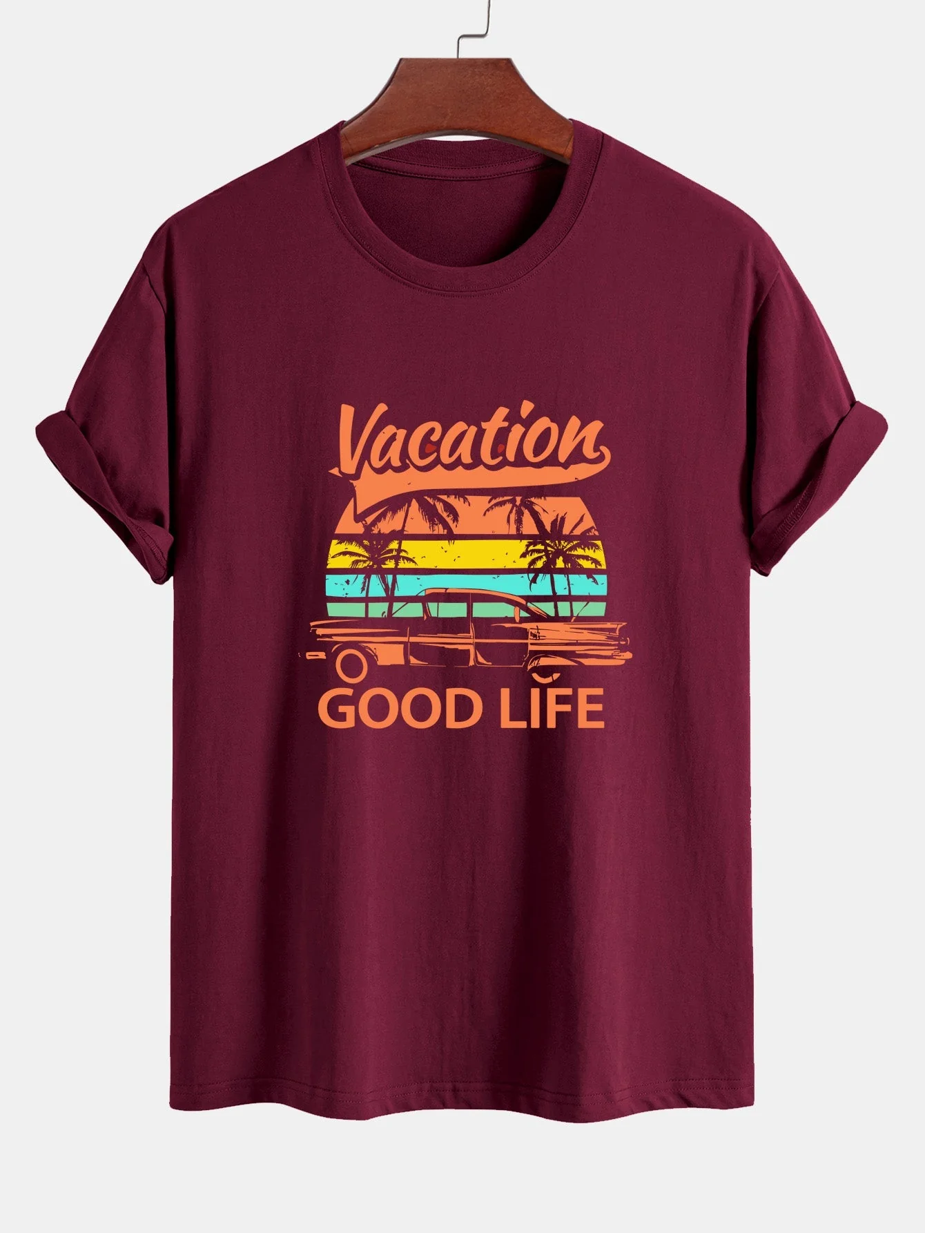 Heladio® | Good Life On Vacation Print Cotton T-Shirt - Image 7