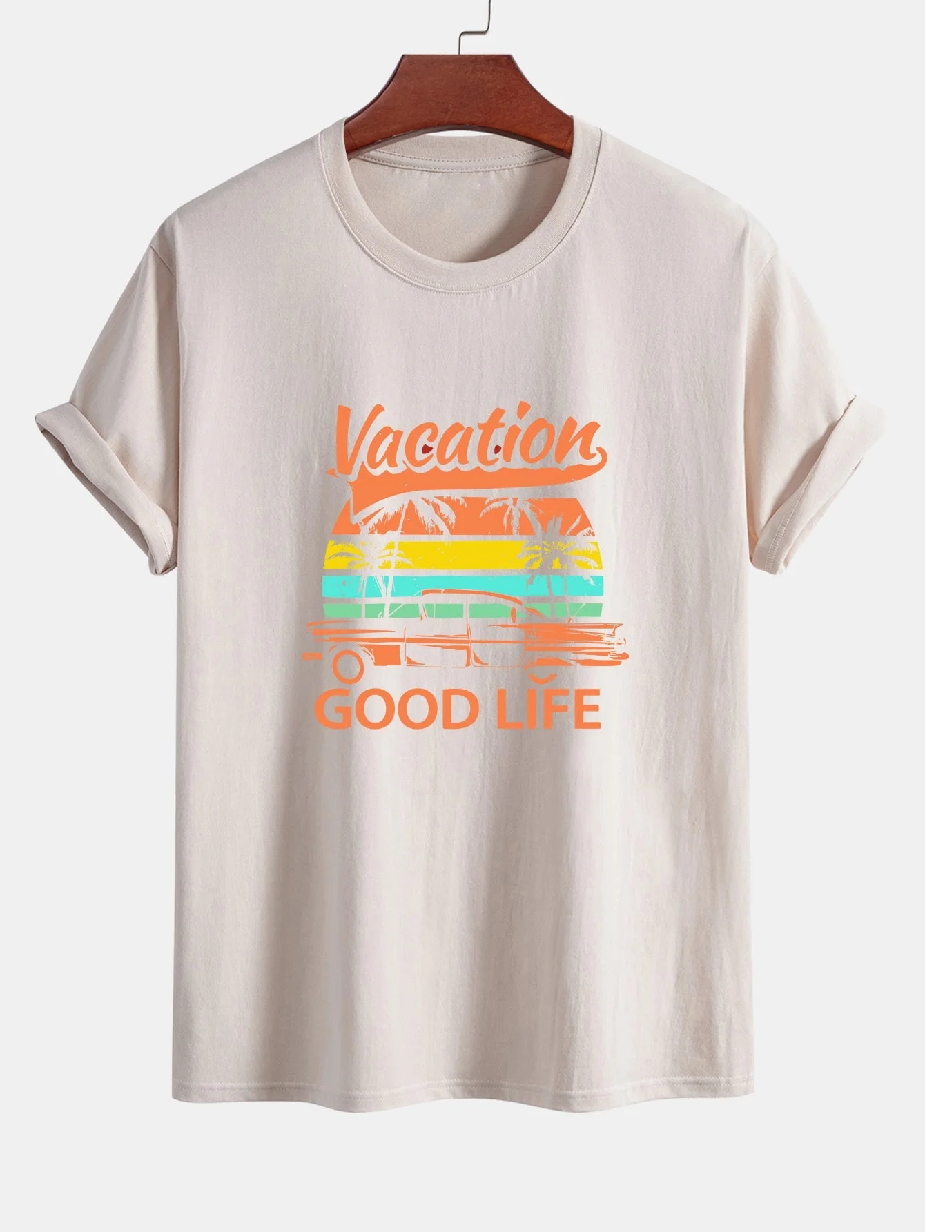 Heladio® | Good Life On Vacation Print Cotton T-Shirt - Image 9