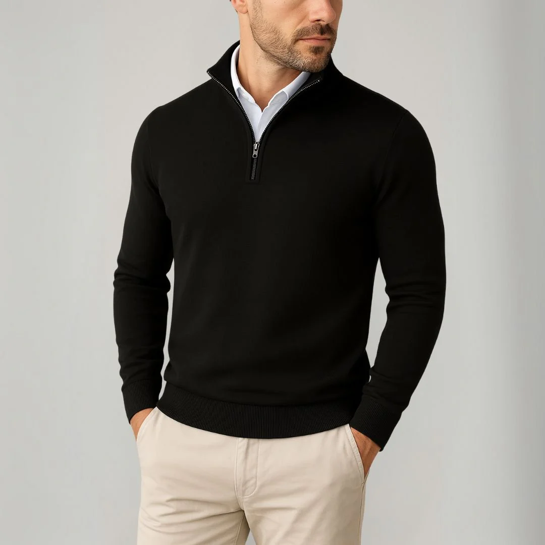 Heliodoro® | Men’s Quarter Zip Jumper With Stand Collar - Image 2
