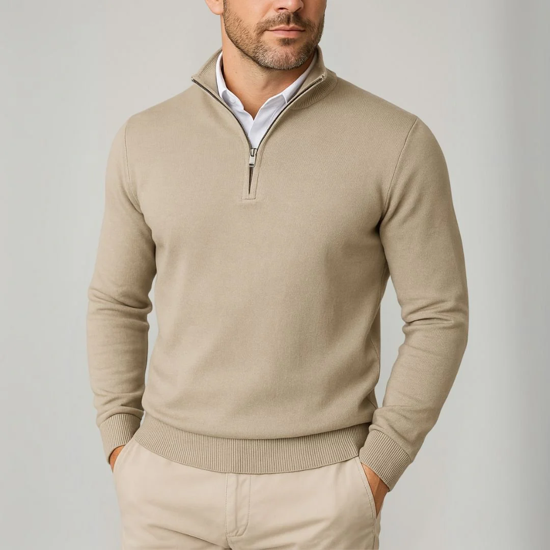 Heliodoro® | Men’s Quarter Zip Jumper With Stand Collar - Image 3
