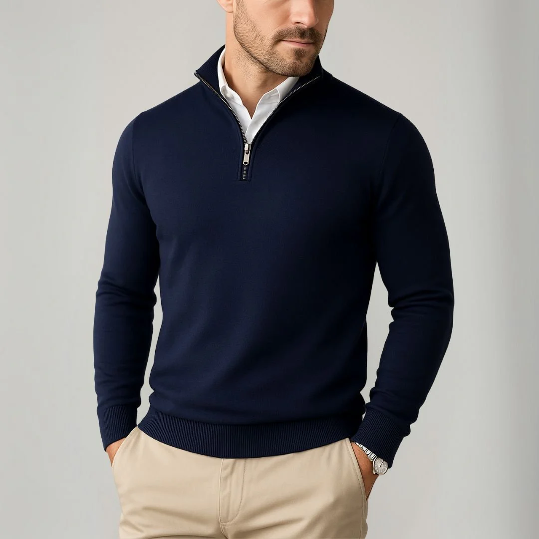 Heliodoro® | Men’s Quarter Zip Jumper With Stand Collar - Image 4