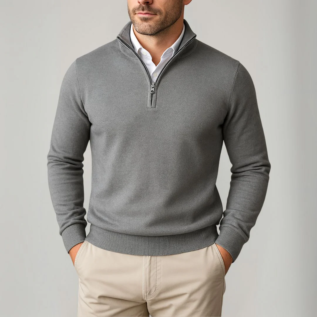 Heliodoro® | Men’s Quarter Zip Jumper With Stand Collar - Image 5