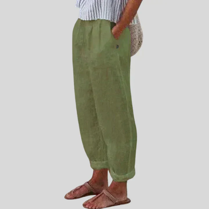 Hendrix® | Beige Linen Trousers For Men - Image 3
