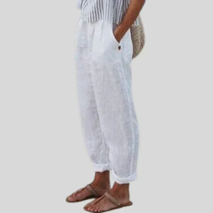 Hendrix® | Beige Linen Trousers For Men - Image 6