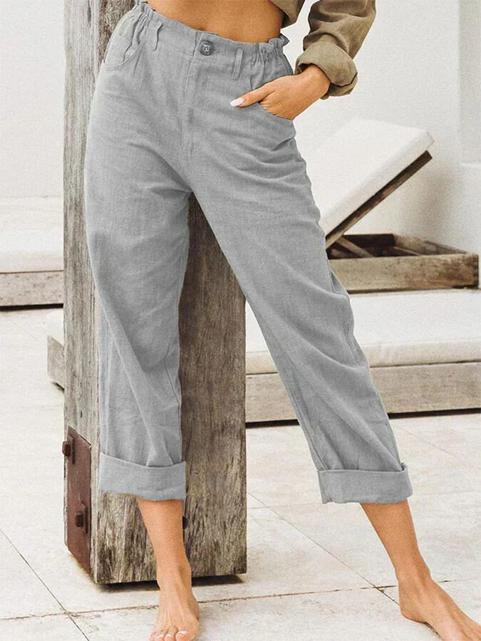 Henley® | Stylish Linen Trousers With Rolled Hem - Image 2