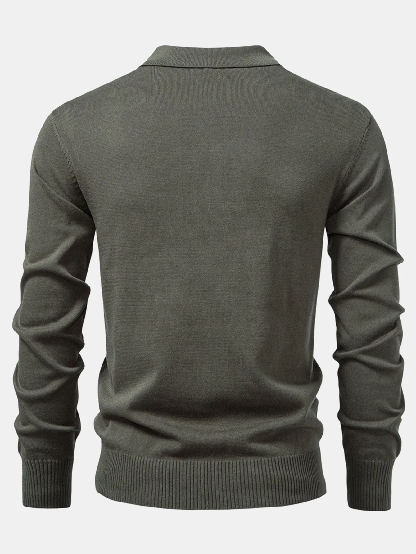 Henoch® | Long Sleeved Knitted Geometric Jacquard Zippe Polo Shirt - Image 4