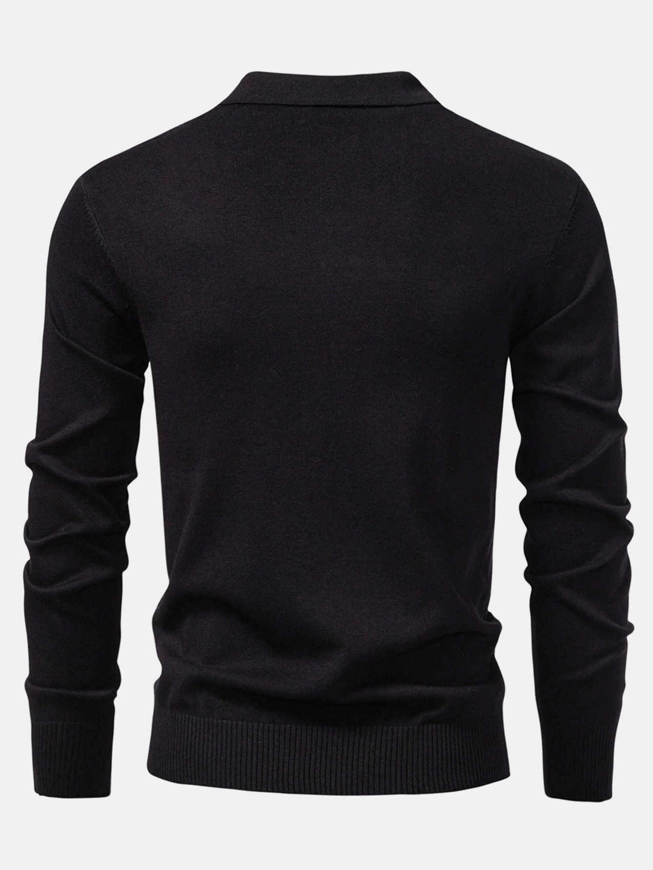 Henoch® | Long Sleeved Knitted Geometric Jacquard Zippe Polo Shirt - Image 8