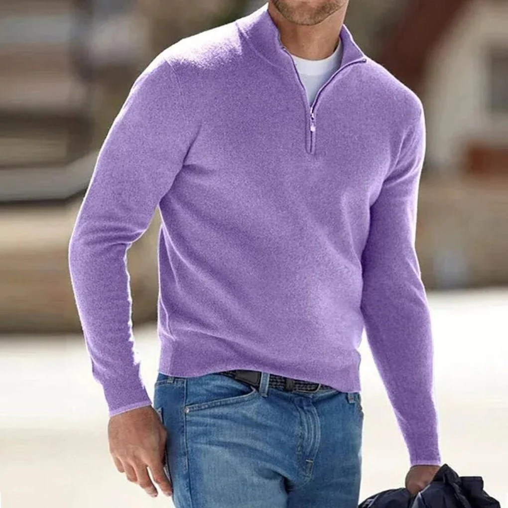 Henoch® | Men’s Quarter Zip Sweater With High Collar - Image 2
